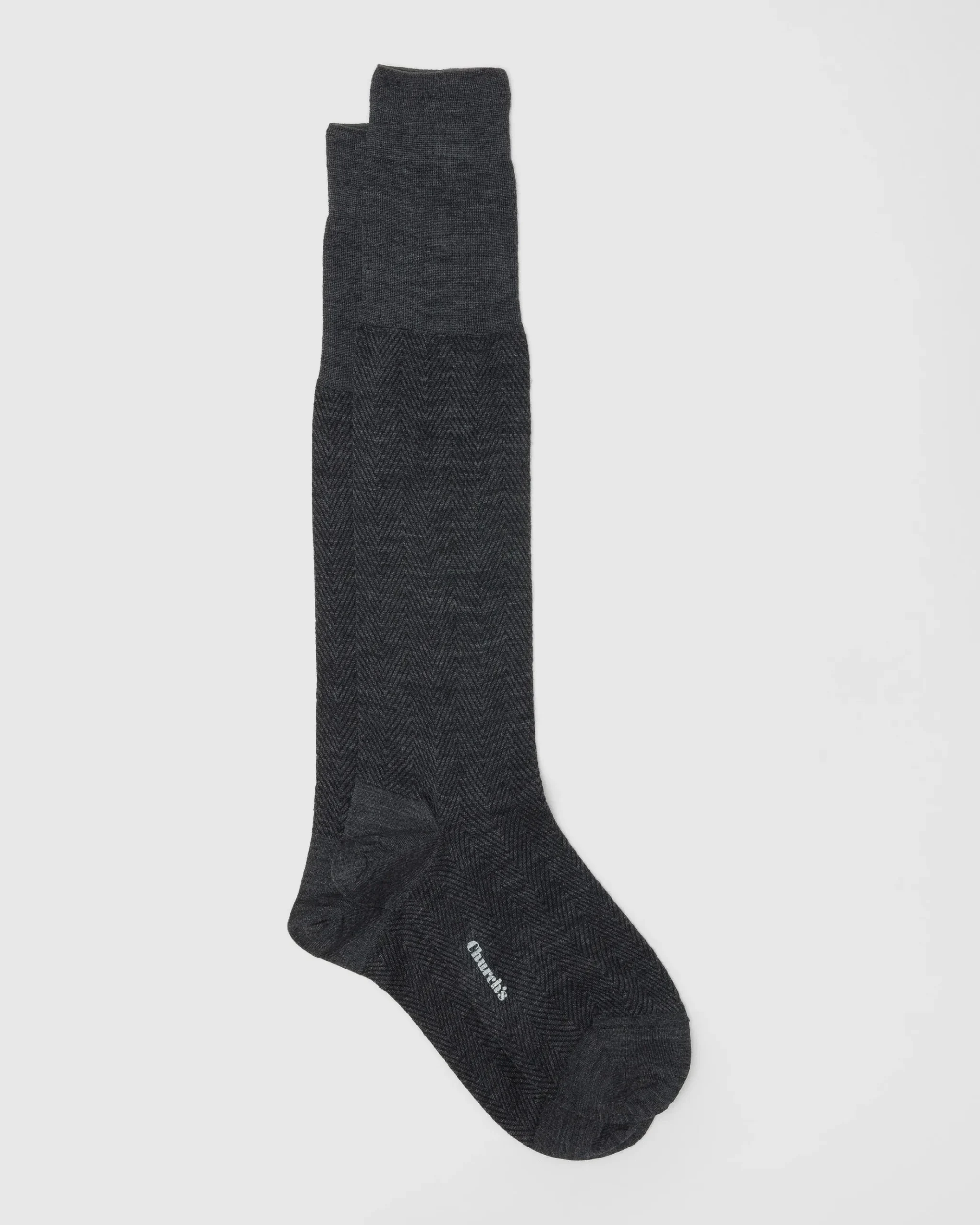 Long socks with herringbone pattern - Herringbone Wool Long Socks