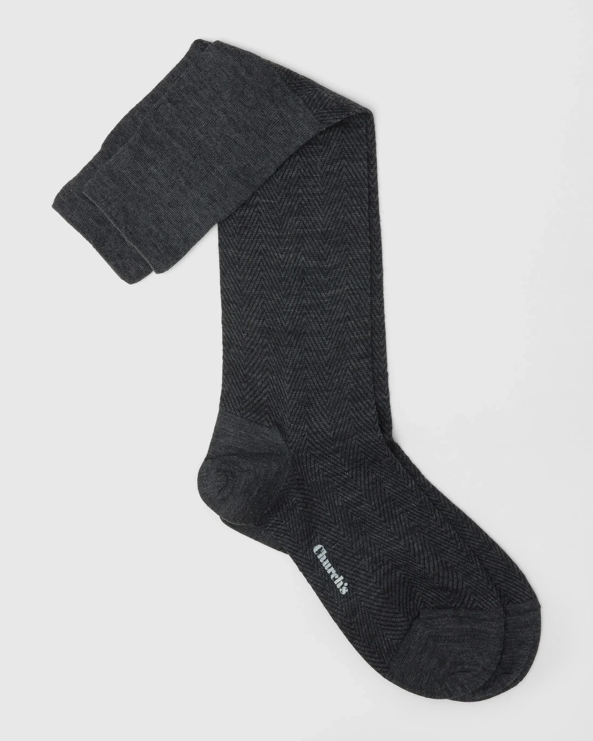 Long socks with herringbone pattern - Herringbone Wool Long Socks