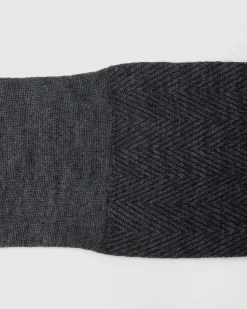Long socks with herringbone pattern - Herringbone Wool Long Socks