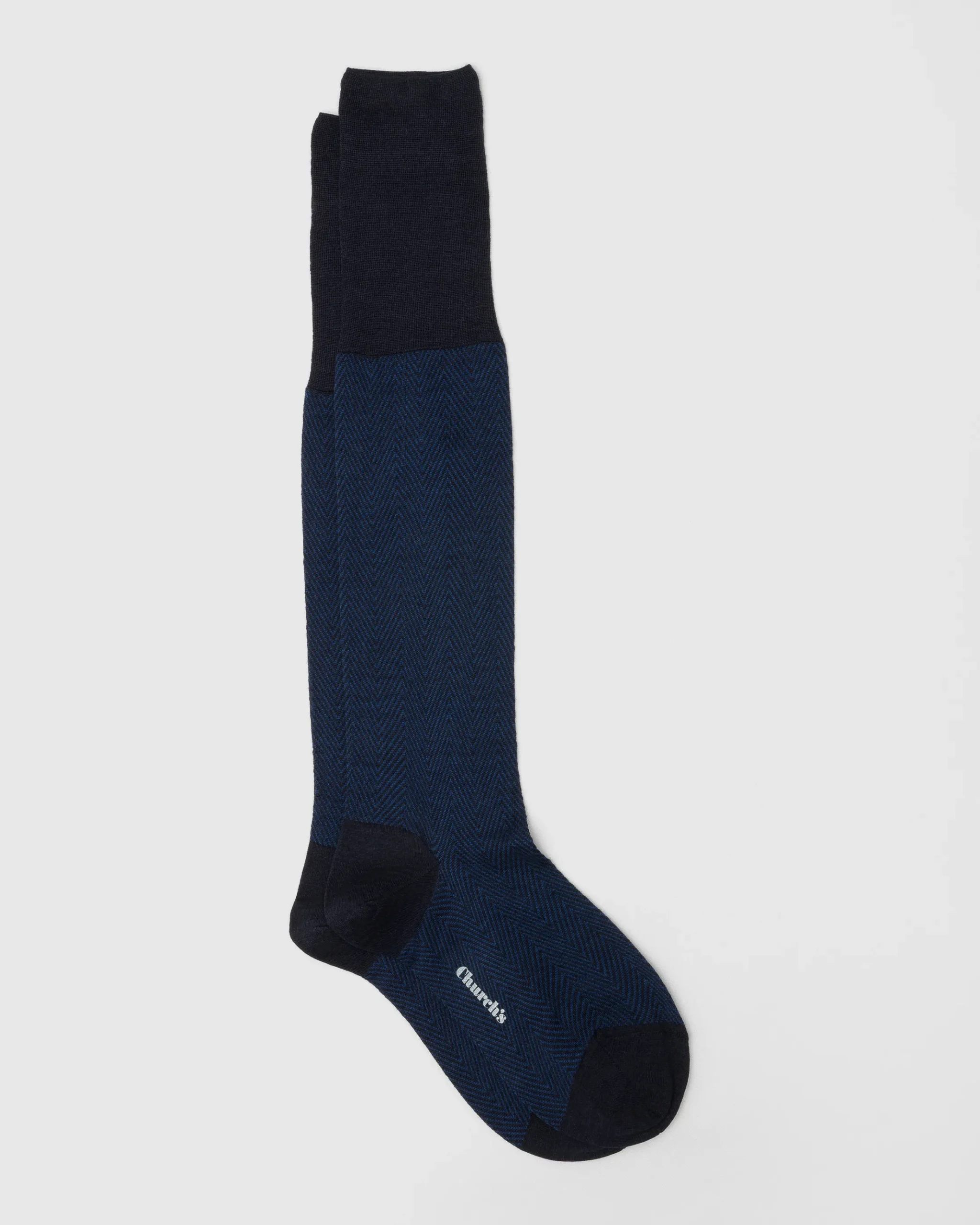 Long socks with herringbone pattern - Herringbone Wool Long Socks