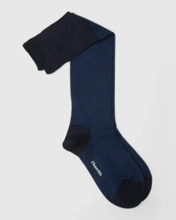 Long socks with herringbone pattern - Herringbone Wool Long Socks