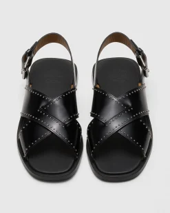 Oksana Met - Leather Crisscross Sandal with Studs