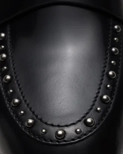 Onyx Met. - Polished Fumé Leather Loafer with Studs