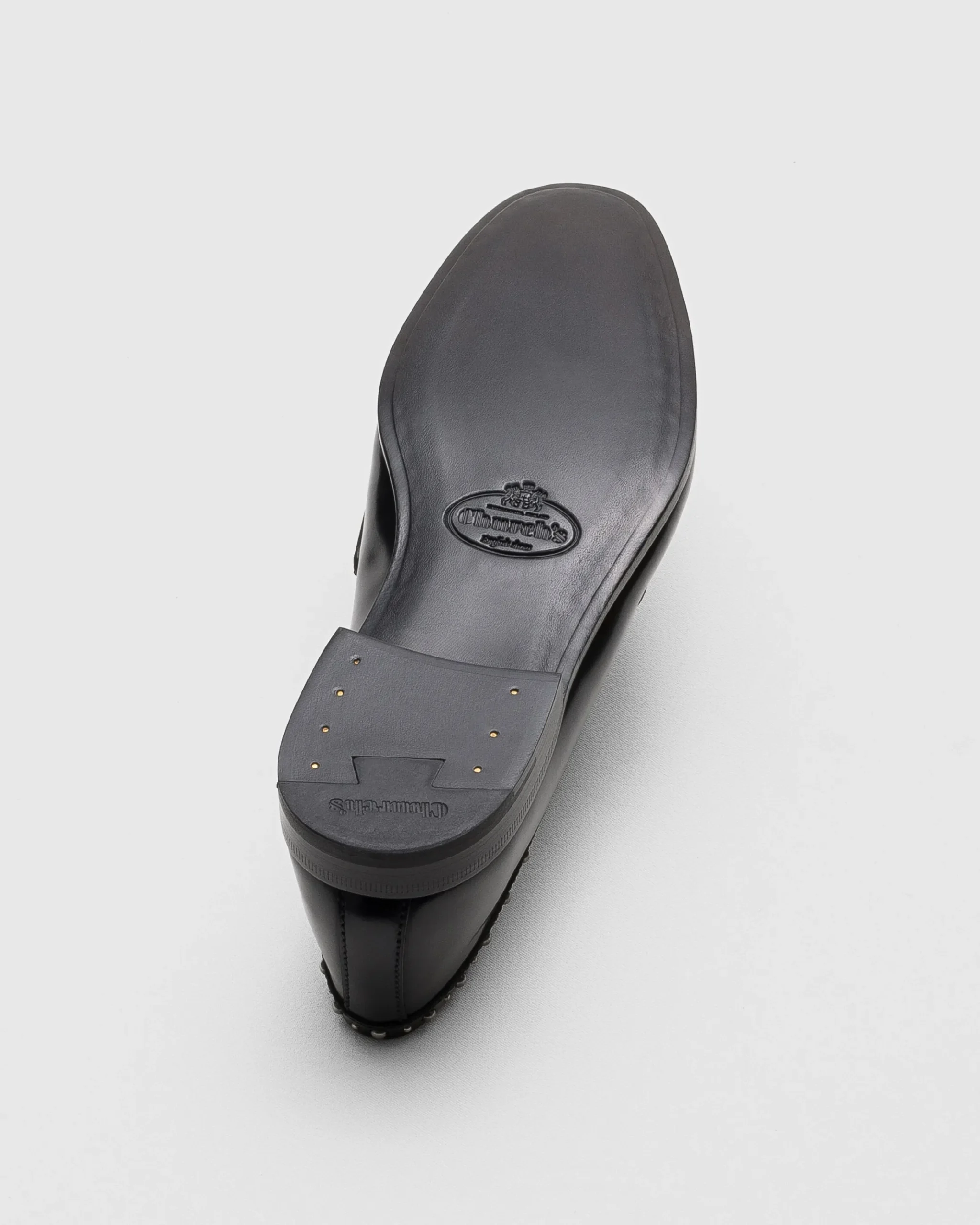 Onyx Met. - Polished Fumé Leather Loafer with Studs