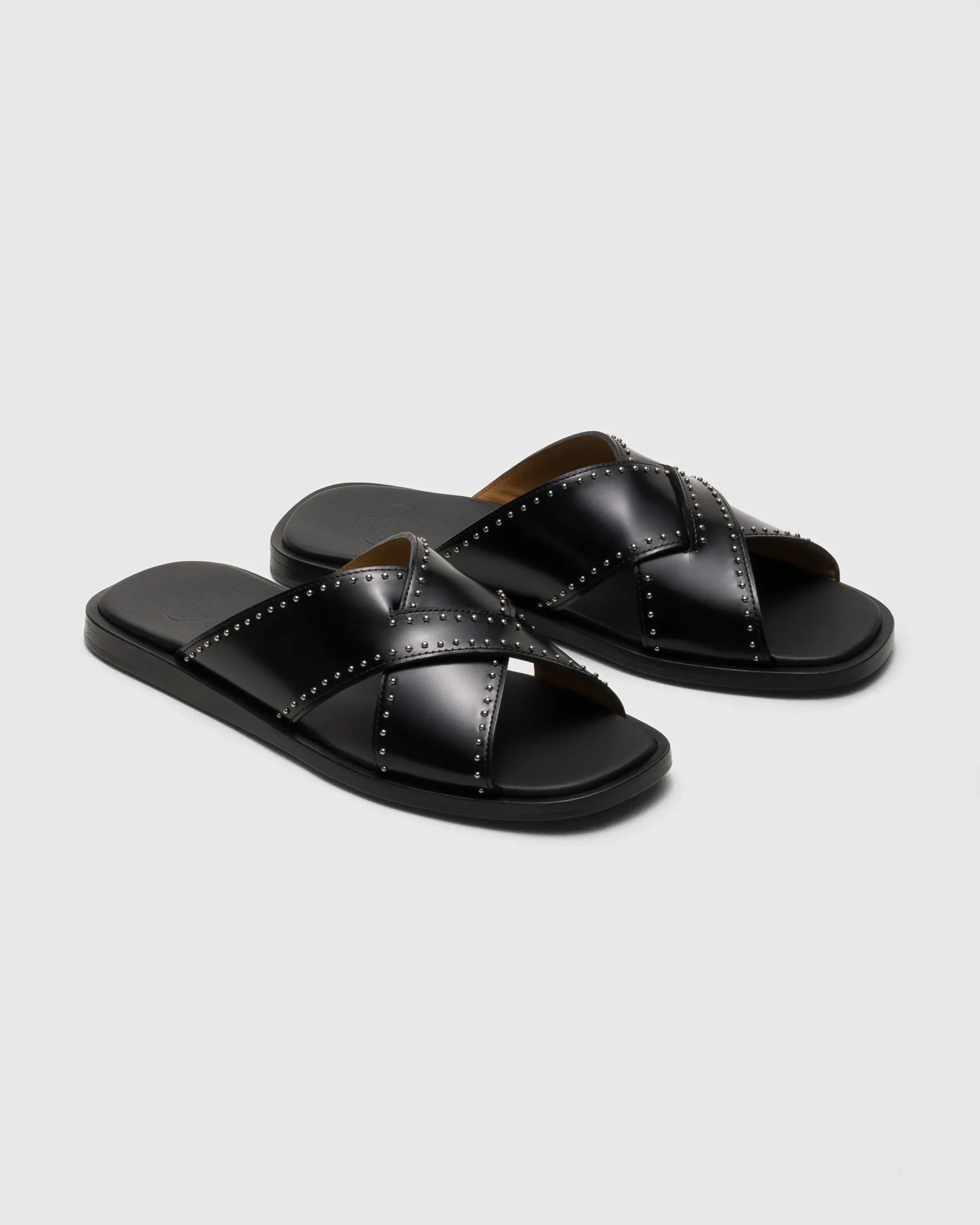 Oriyah Met - Leather Crisscross Sandal with Studs