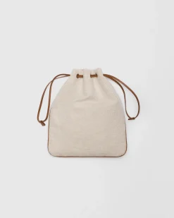 Pouch - Linen Blend and Leather Pouch