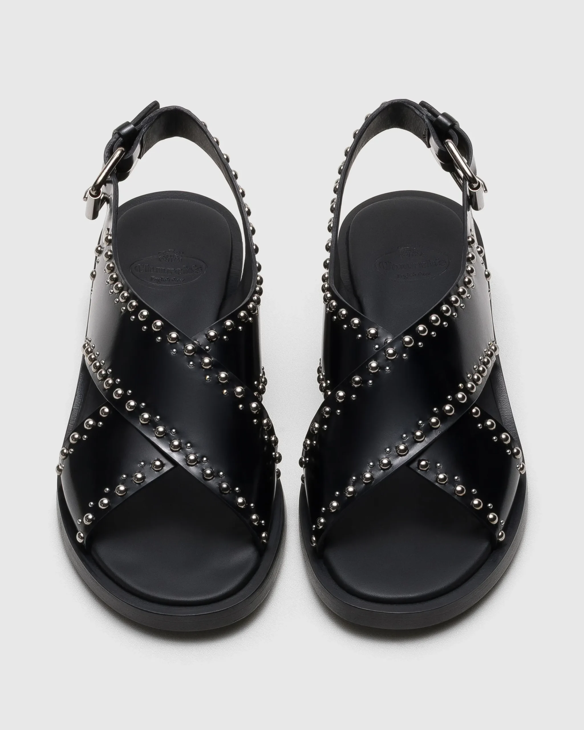 Remi - Polished Fumé Leather Sandal with Studs
