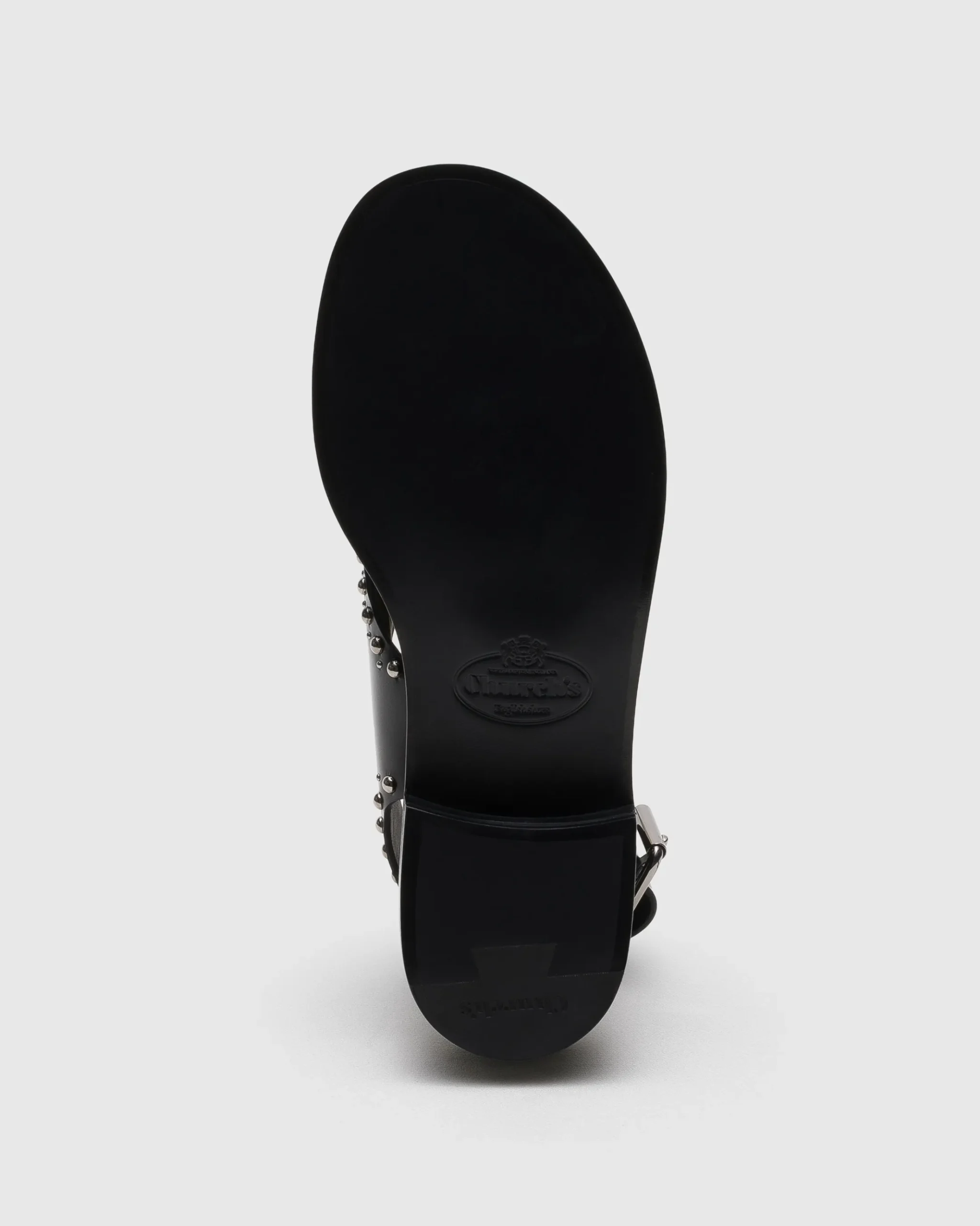 Remi - Polished Fumé Leather Sandal with Studs