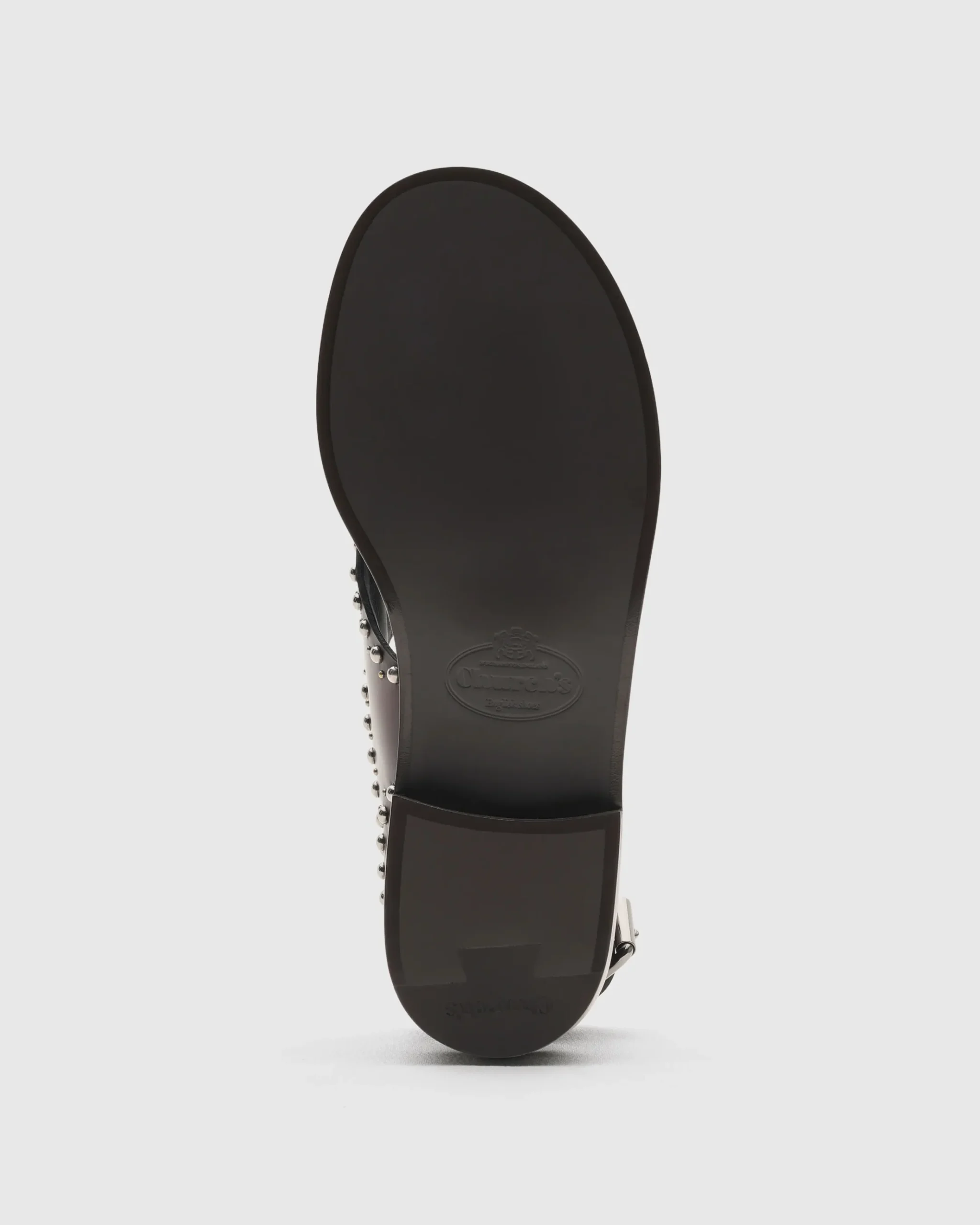Remi - Polished Fumé Leather Sandal with Studs