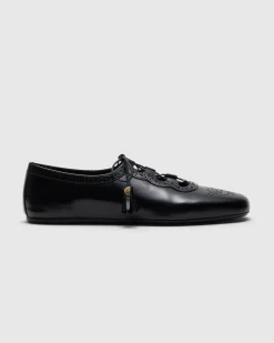 Rhea - Polished Fumé Leather Ghillies Brogue