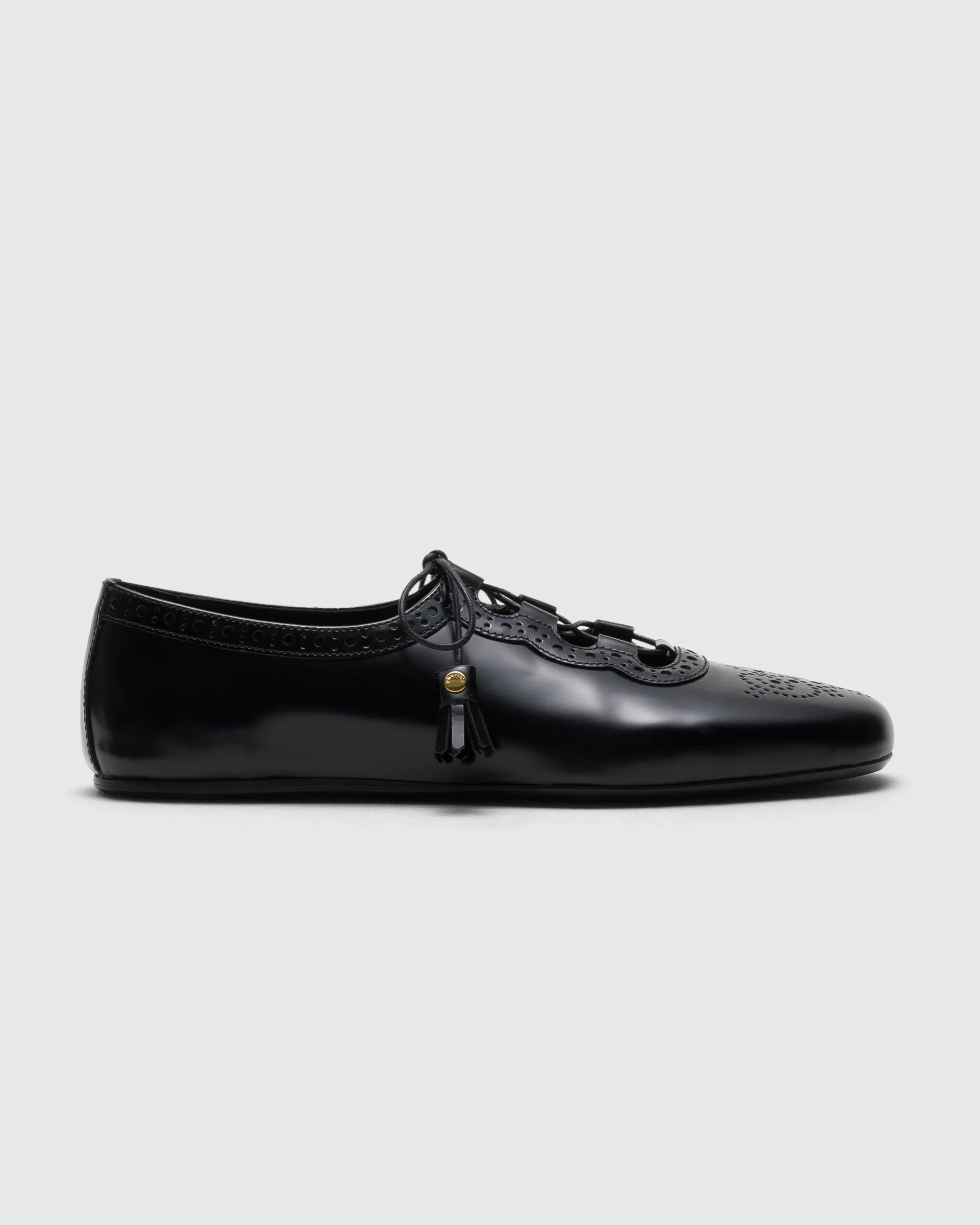 Rhea - Polished Fumé Leather Ghillies Brogue