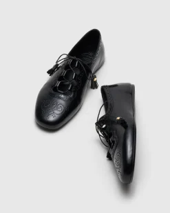 Rhea - Polished Fumé Leather Ghillies Brogue