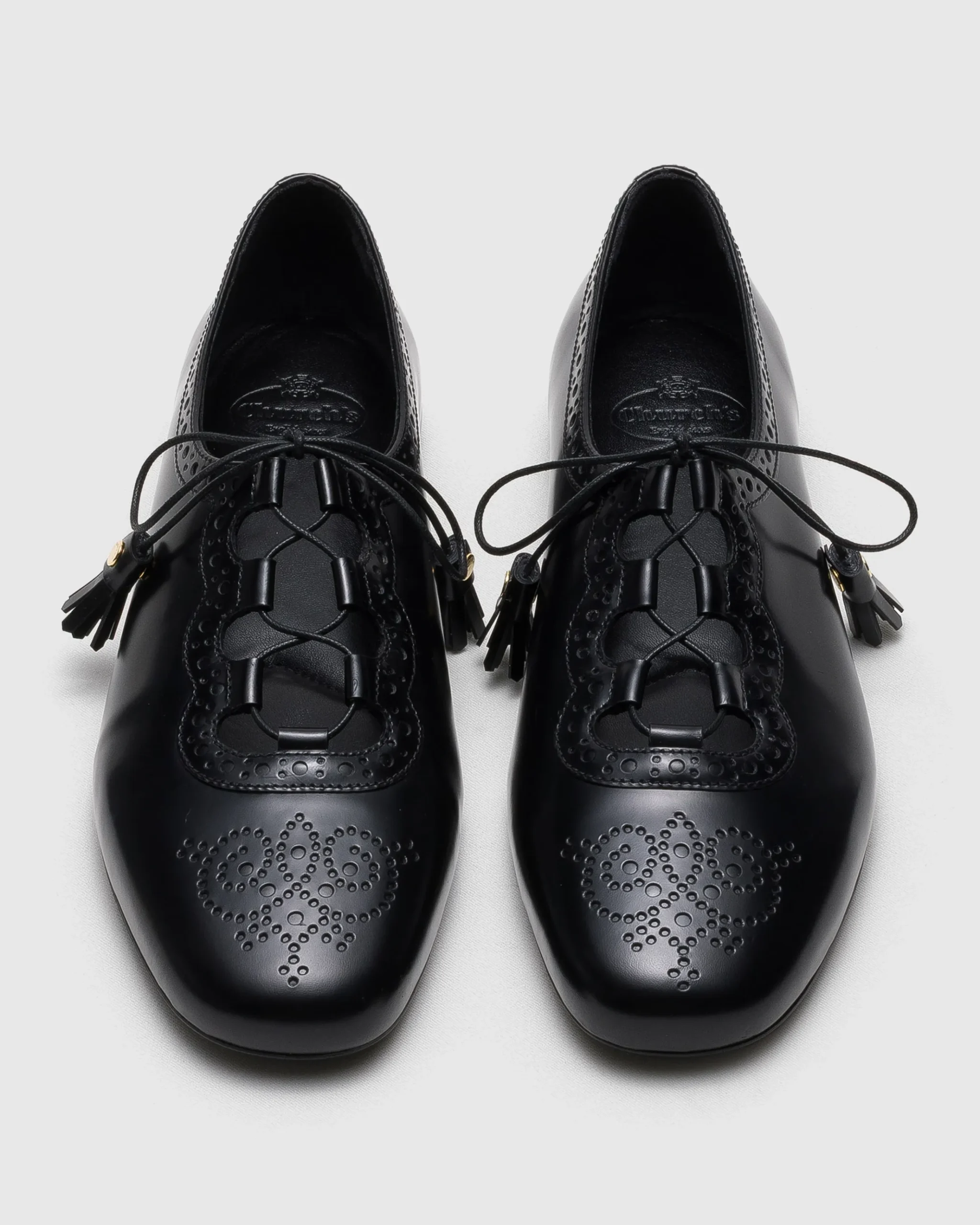 Rhea - Polished Fumé Leather Ghillies Brogue