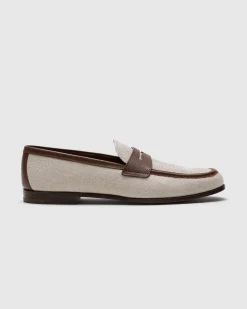 Rother - Linen and Fumé Brushed Leather Loafer