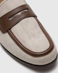 Rother - Linen and Fumé Brushed Leather Loafer