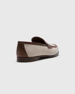 Rother - Linen and Fumé Brushed Leather Loafer