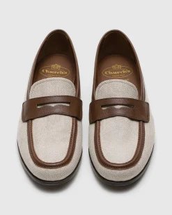 Rother - Linen and Fumé Brushed Leather Loafer