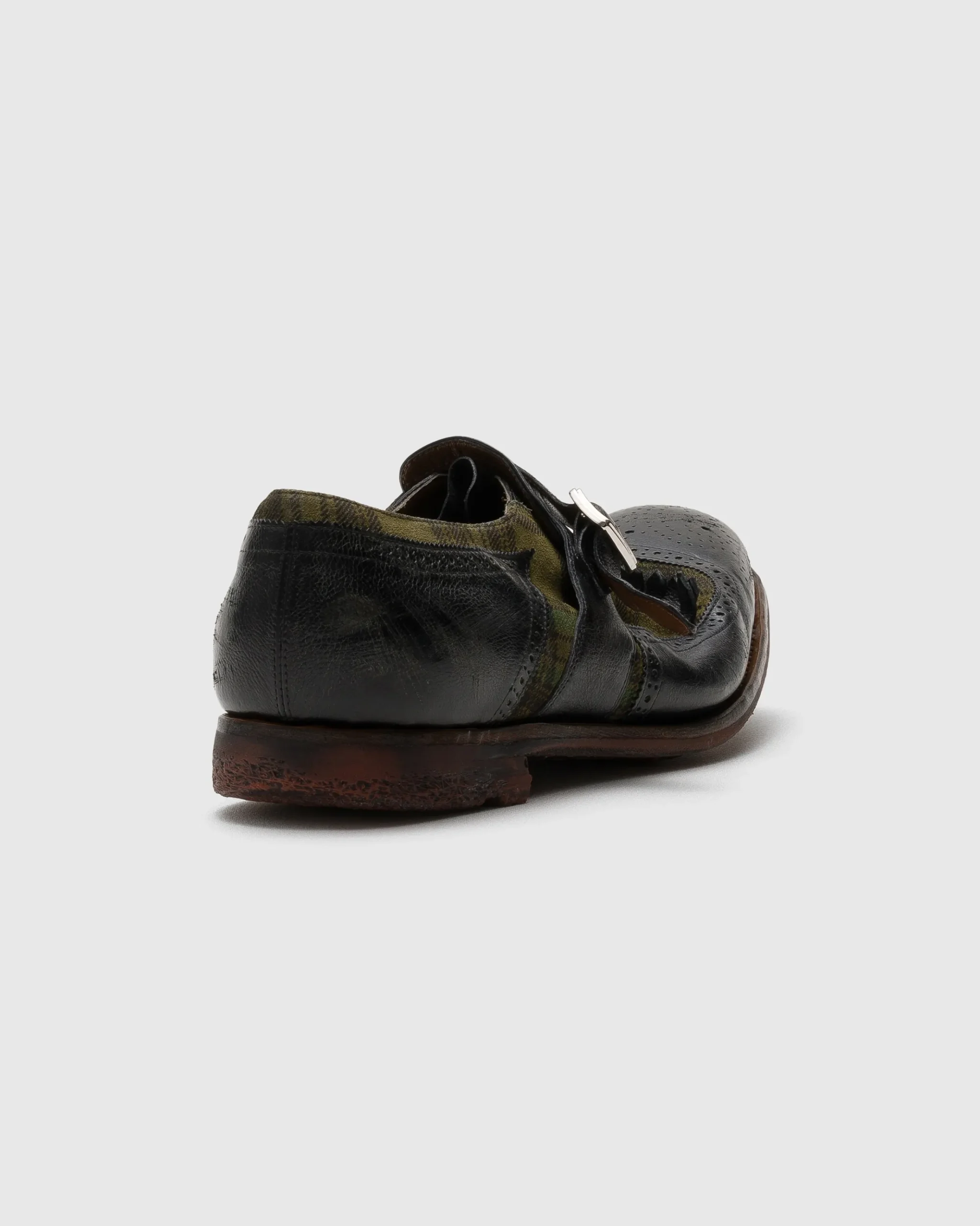 Shanghai - Antiqued Leather and Wool Monk Strap