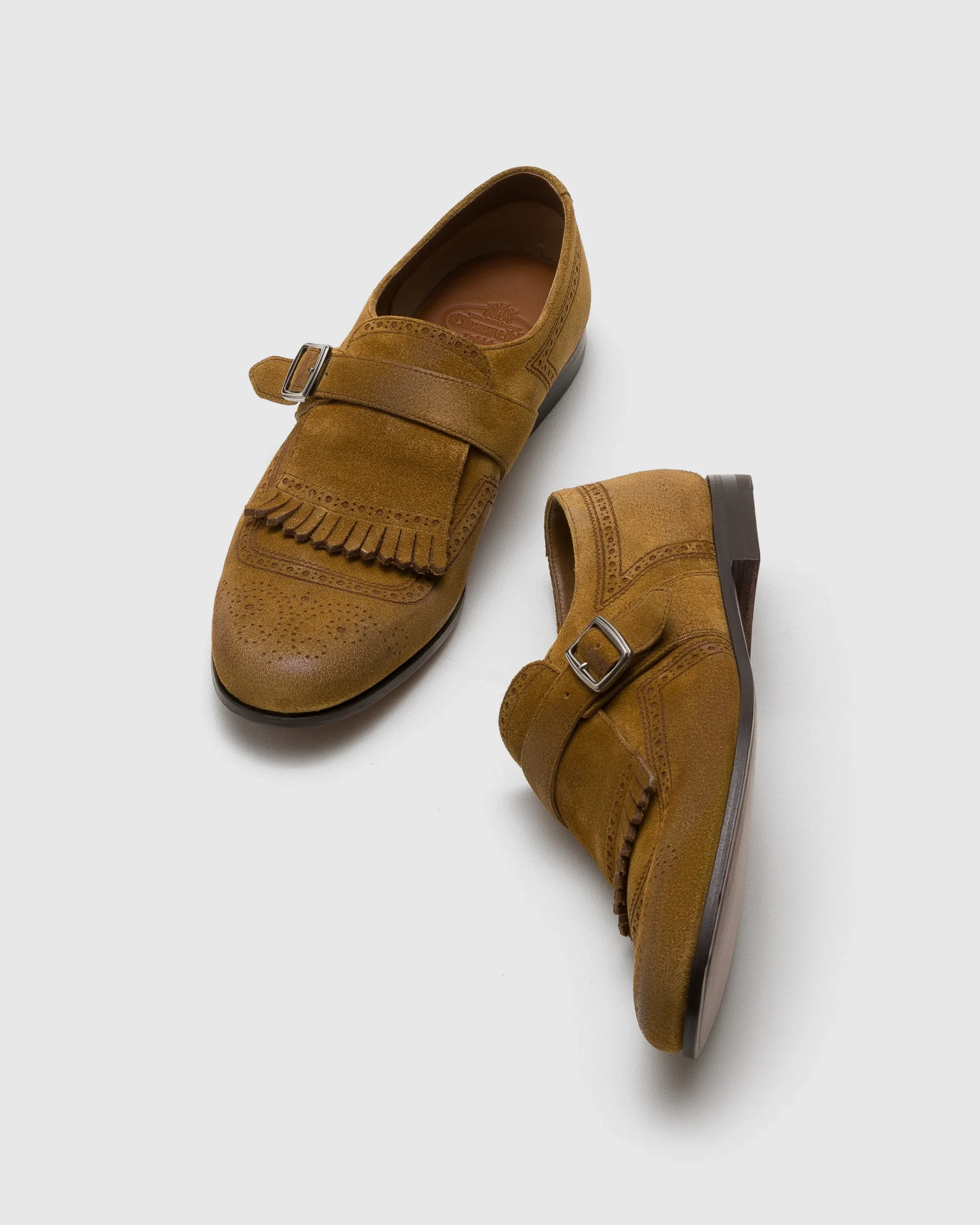 Shanghai Laser - Antiqued Suede Monk Strap