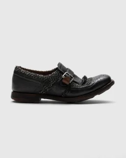 Shanghai W - Antiqued Leather and Wool Monk Strap