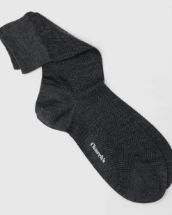 Socks with a herringbone pattern - Herringbone Wool Socks