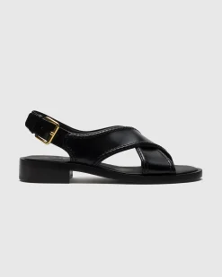 Sondra - Polished Fumé Leather Criss Cross Sandal
