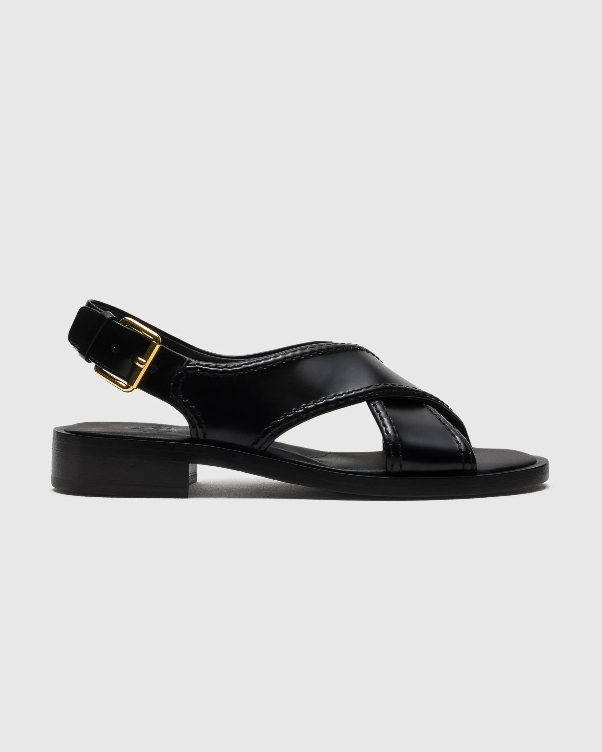 Sondra - Polished Fumé Leather Criss Cross Sandal