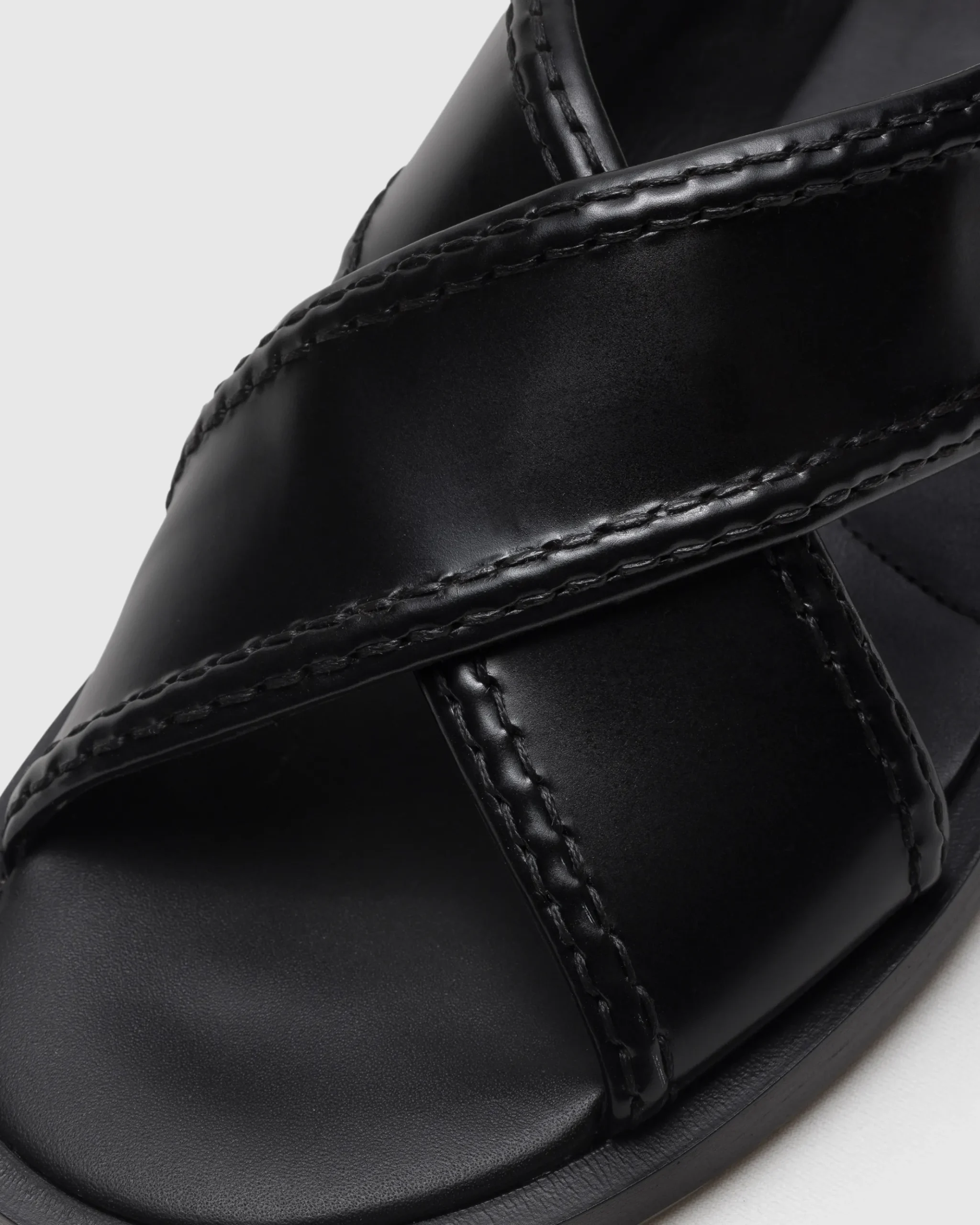 Sondra - Polished Fumé Leather Criss Cross Sandal