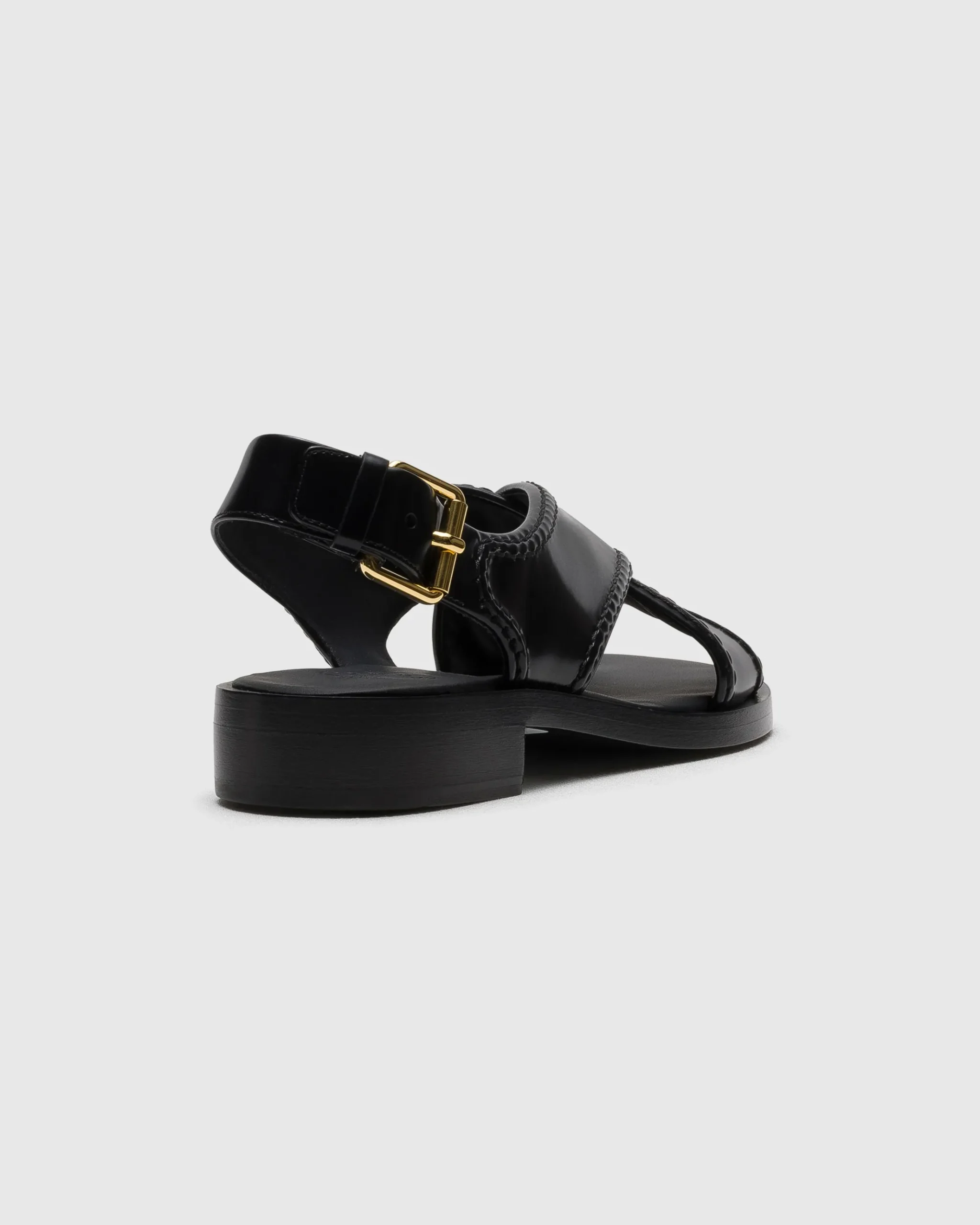 Sondra - Polished Fumé Leather Criss Cross Sandal