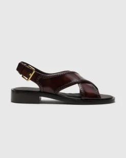 Sondra - Polished Fumé Leather Criss Cross Sandal