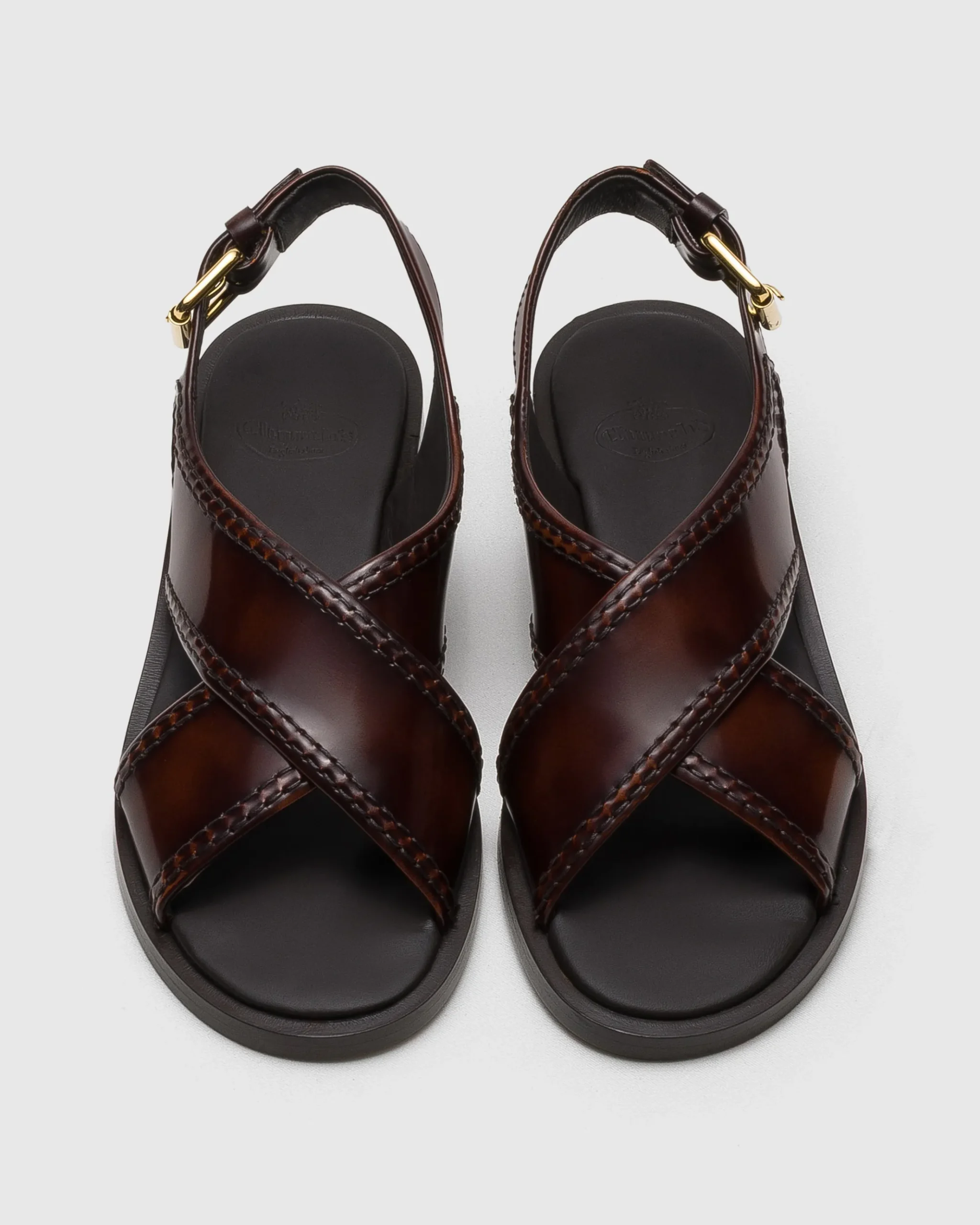 Sondra - Polished Fumé Leather Criss Cross Sandal